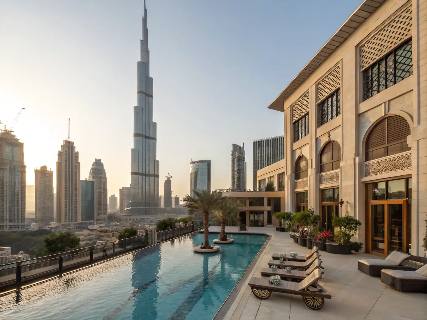 A panoramic view of Dubai, UAE, highlighting its iconic skyline and luxurious infrastructure.