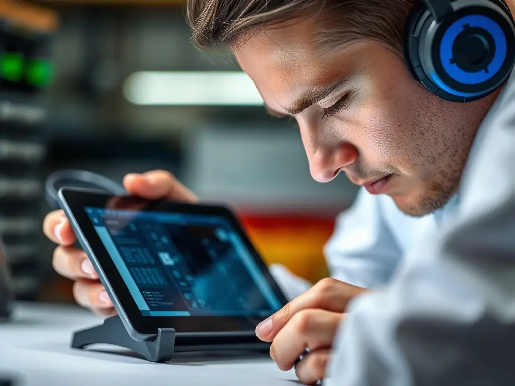 A detailed close-up of diagnostic software running on a tablet, highlighting the precision and accuracy of AtlasCare IT's diagnostic services.